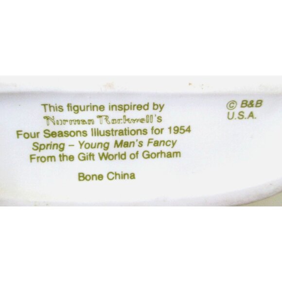 Vintage Norman Rockwell Young Man's Fancy Figurine Gorham Bone China Collectible - Picture 6 of 6